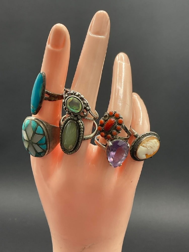 Seven (7) Vintage Sterling Silver Rings (1 of 2)