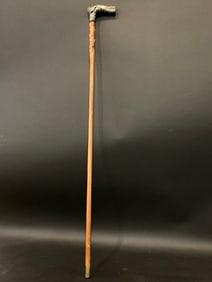 Victorian Silver Cane with Ornate Handle w/ Beetle