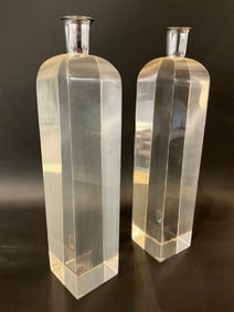 Vintage Pair of MCM Lucite Candle Holders