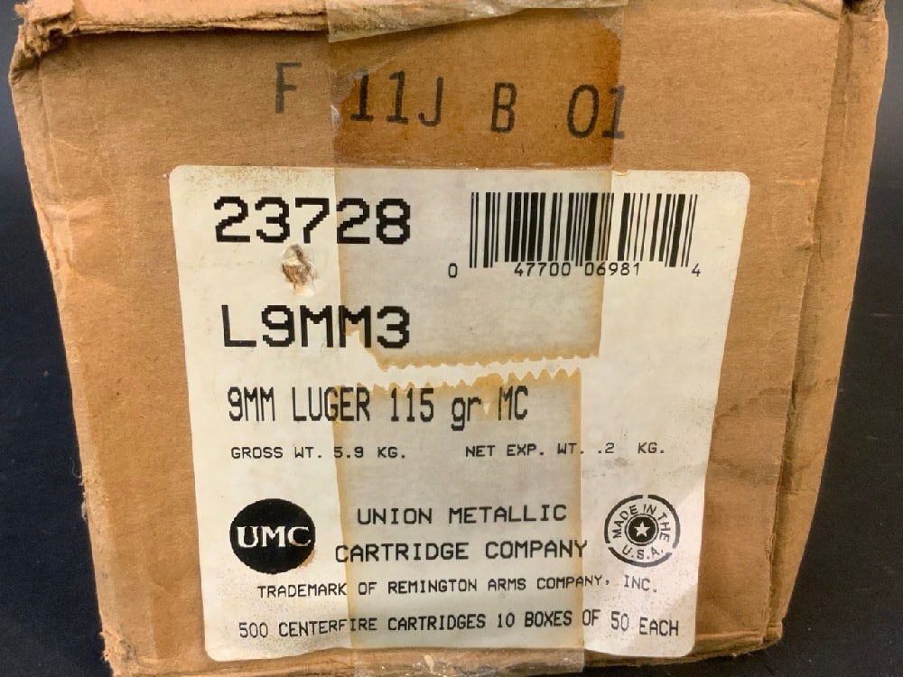 500 Rounds 9 MM Luger 115 Metal Case Ammo Lot (1 of 2)