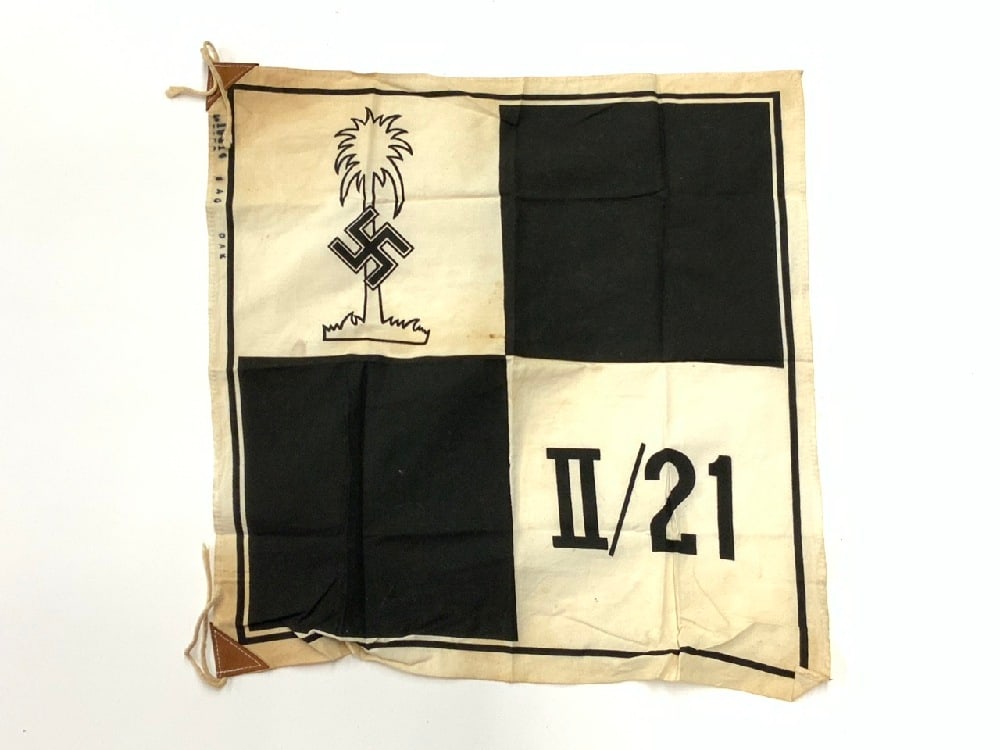 Reproduction- WWII DAK Desert Afrika Korp SS Unit Flag: Reproduction- WWII DAK Desert Afrika Korp SS Unit Flag Dimensions: 16” x 17”