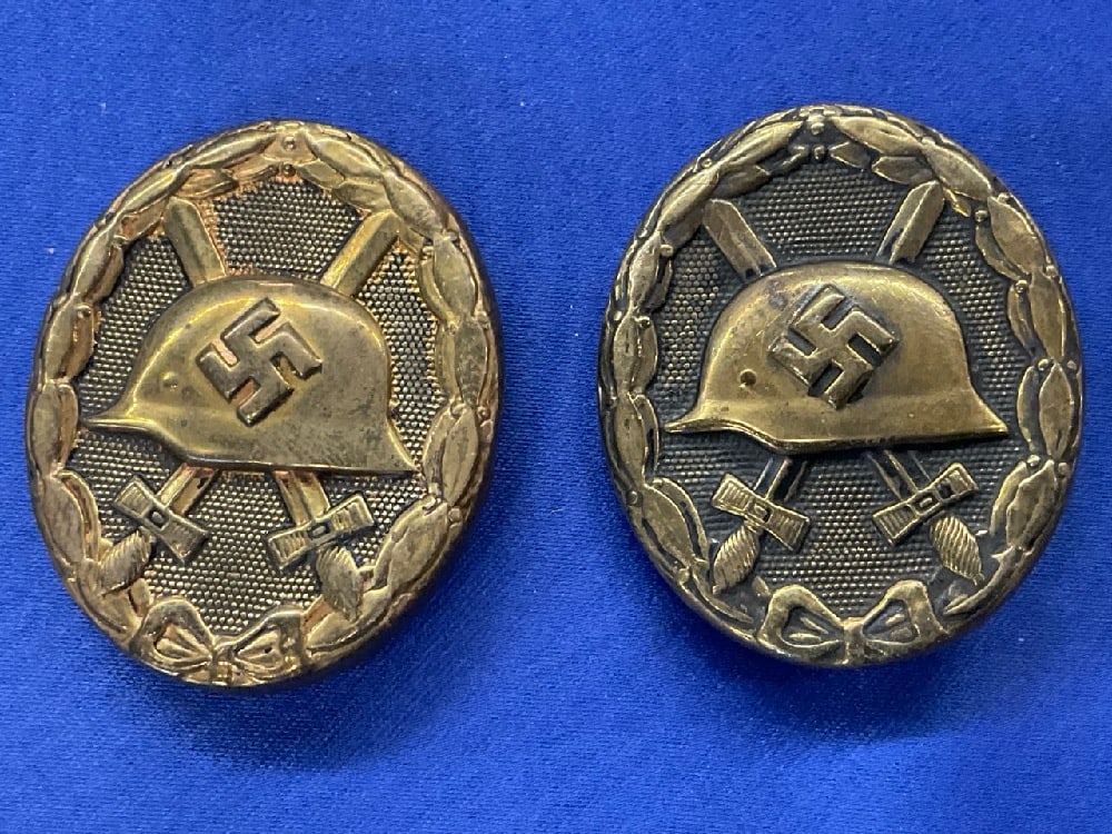 Two (2) WWII German Gold Wound Badges (1 of 3)