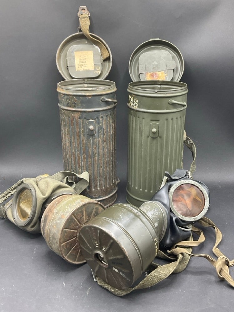 Two (2) WWII German Gas Masks with Containers (1 of 7)