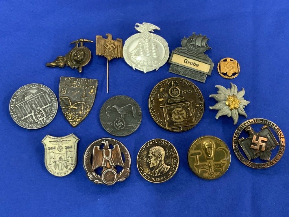 Estate Compiled Lot of Fifteen (15) German WWII Medals and Pins (1 of 4)