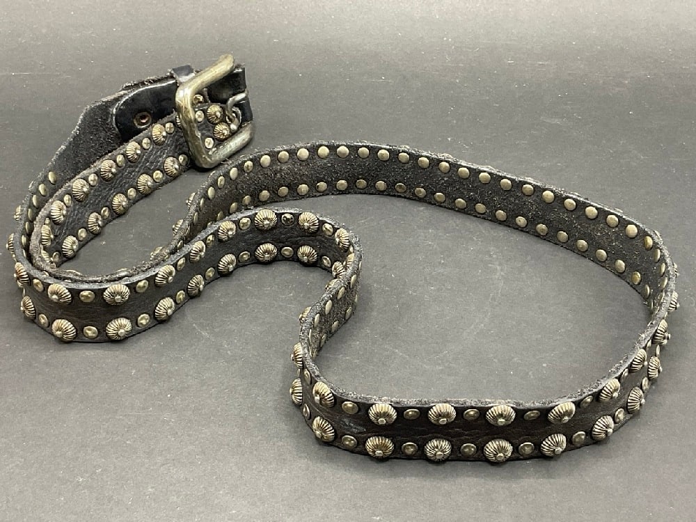 Artisan Sterling Silver Studded Leather Belt (1 of 5)