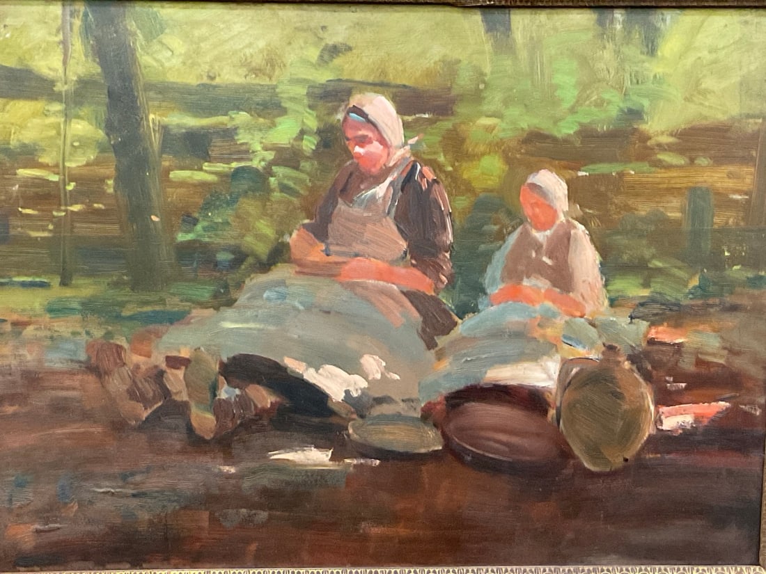 Dutch Mother and Child in Landscape Oil Painting (1 of 5)