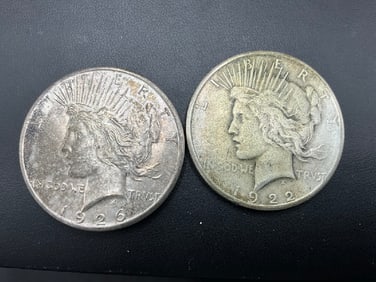 Two (2) Silver U.S. Peace Dollars