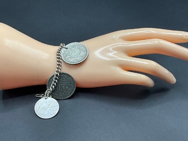 Vintage Foreign Coin Charm Style Bracelet