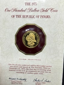 1975 Republic of Panama 100 Balboa Gold Coin Franklin Mint