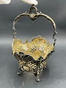 Antique German 800 Silver Basket with Original Insert