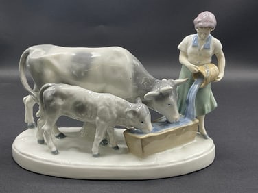 Royal Copenhagen Girl with Cow and Calf # 9552