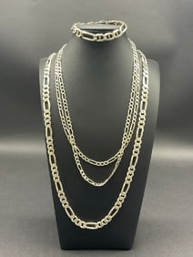 Sterling Silver Mens Necklaces and Bracelet Lot