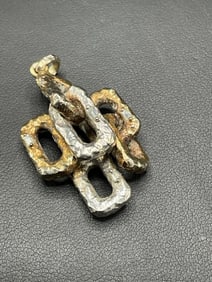 Artisan 18K Gold and Diamond Brutalist Pendant