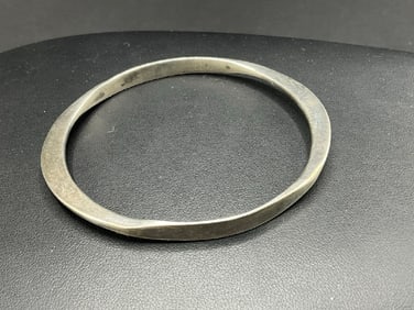 Signed "David" Artisan Sterling Silver Bangle Bracelet.