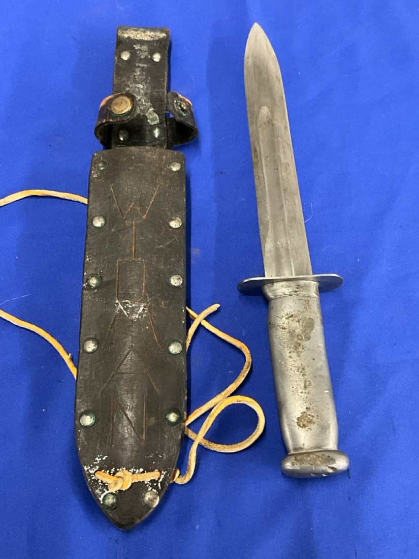 Marines WW1 or 2 Trench Art Fighting Knife with Springfield Blade (1 of 4)