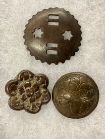 Lot Of (3) Vintage Bronze Japanese Buckles