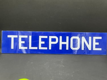 Vintage Blue Glass Telephone Sign