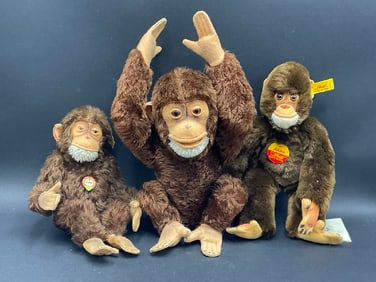 Three (3) German Steiff Monkeys