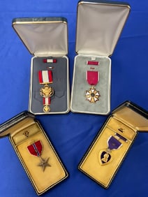 Lot of Military Service Medals - Distinguished Service Medals, Purple Heart, Bronze Star