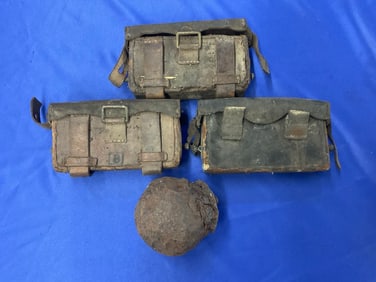 Three (3) Indian Wars Ammo Pouches/Canonball