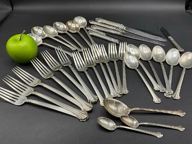 Thirty-Four (34) Towle Silver Plume Sterling Silver Flatware Service