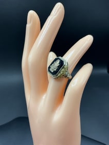 14K Fraternity Ring with Black Onyx Stone