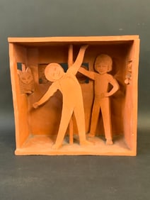 Terracotta Art Of Children Playing Sculpture