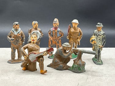 Metal Figures Soldiers, Band, Businessman, Pilot ( Barclay, USA )