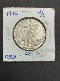 Uncirculated Silver 1942 U.S. Walking Liberty Half Dollar
