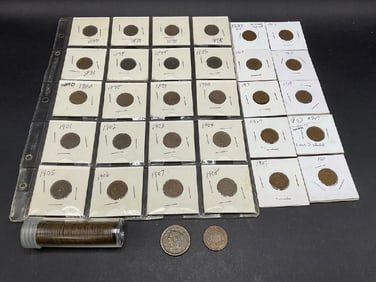 1851 Large Cent, 1864 2 Cent, (82) Indian Head Cents