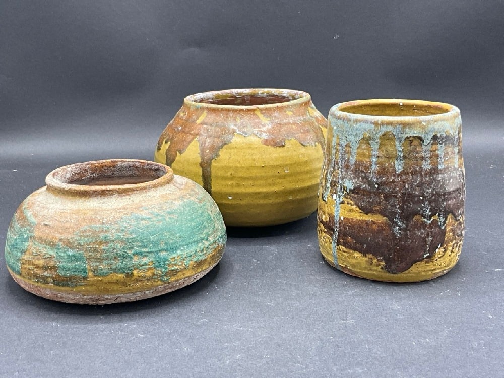 Three (3) Piece MCM Pottery Signed (1 of 6)