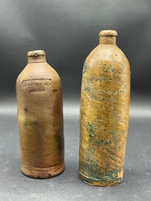 Two (2) Mid 19th C. Boston Stoneware Beer Bottles