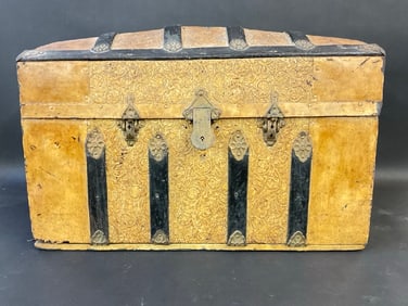 Antique Domed Top Trunk with Quilted Lining