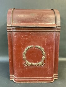 Vintage Decorated Tin Tea Bin