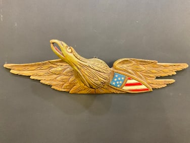 Carved Wooden Bellamy Style Eagle Wall Plaque