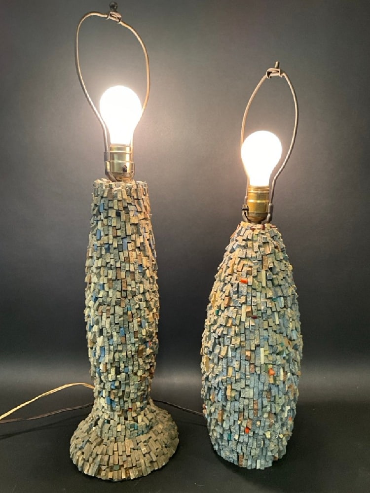 (2) Vintage MCM Hand Made Tile Lamps (1 of 8)