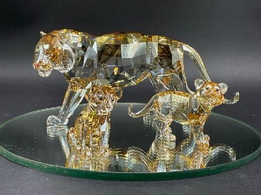 Swarovski Crystal Tiger Mother with Cubs