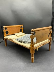 19th Century Miniature Child’s Doll Size Rope Bed