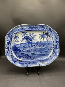 English Ironstone Transfeware Platter Clews Staffordshire