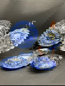 Five (5) Rare Transferware Plates