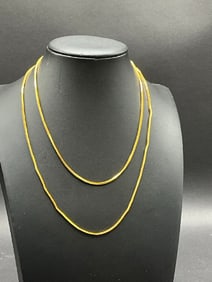30"  Tight Woven 18K/750 Yellow Gold Wheat Necklace