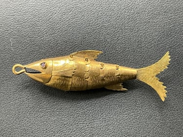 14K Fish Pendant with Ruby Eyes