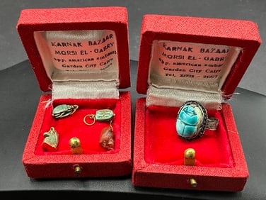 Four Piece Ancient Egyptian Scarabs and Objects