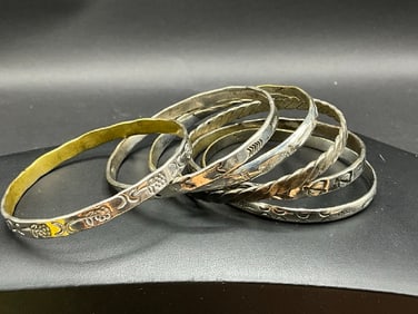 Six (6) Taxco Sterling Silver Bangle Bracelets