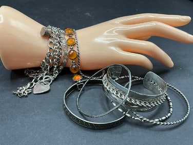11 Piece Sterling Bangles and Bracelets