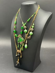 Three (3) Vintage Czech Glass Costume Necklaces