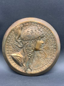 Art Nouveau Bronze Medallion Style of Alphonse Mucha