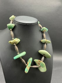 Vintage American Indian Turquoise and Silver Necklace