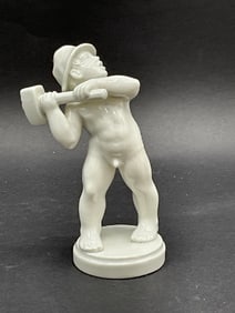 Dahl-Jensen Copenhagen " Iron Worker " Figurine Blanc de Chin