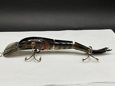 Early Carved Wood Triple Jointed Fishing Lure